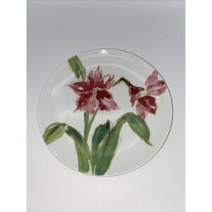 Paula Deen Red Amaryllis Salad lunch Plates Set of 4 Holiday Christmas